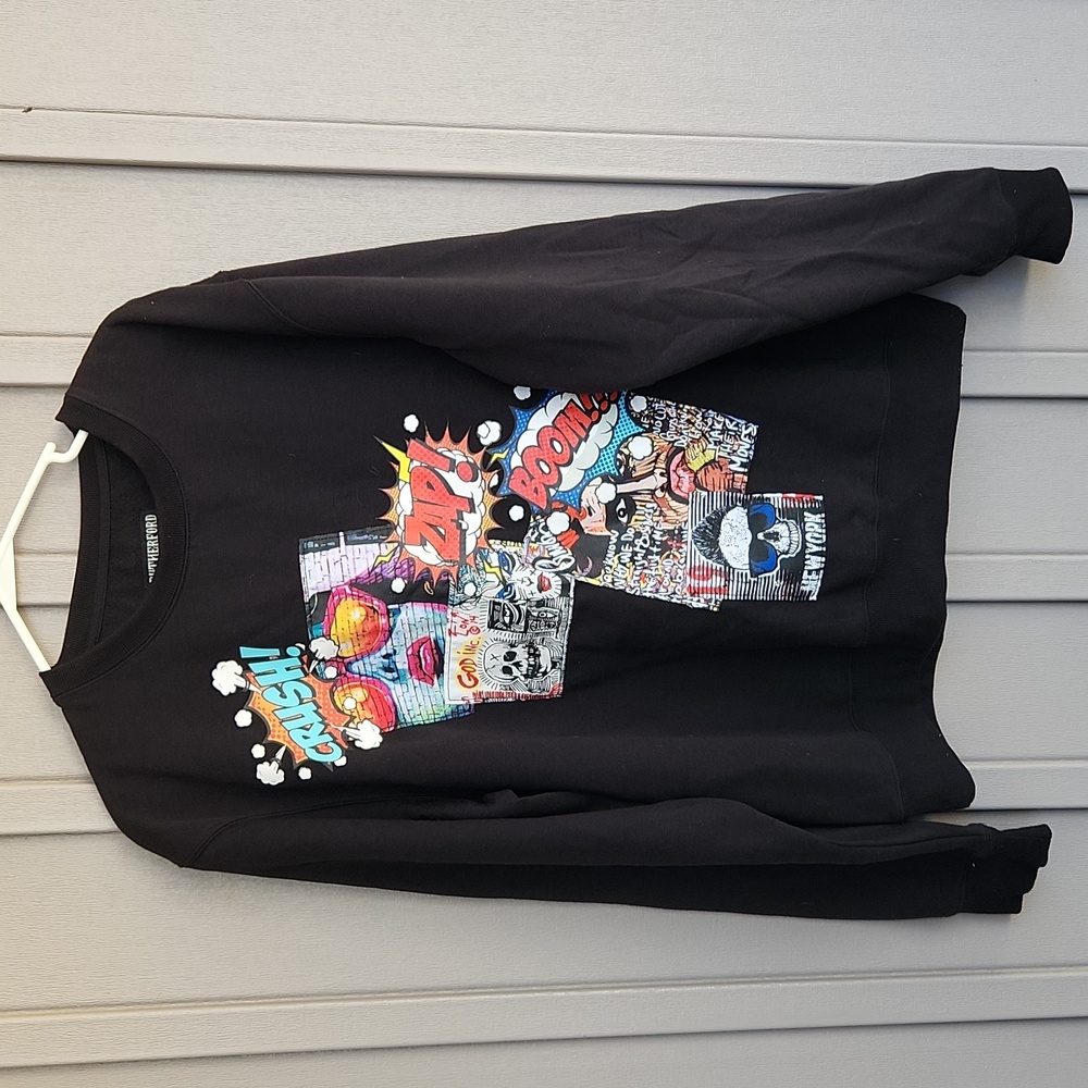 Rutherford Fall Winter 2021 Crewneck Black Pullover Graphic Sweatshirt - Large